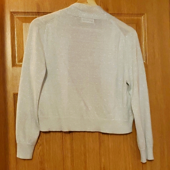 Calvin Klein Silver Sparkle Cardigan Medium - Picture 2 of 5